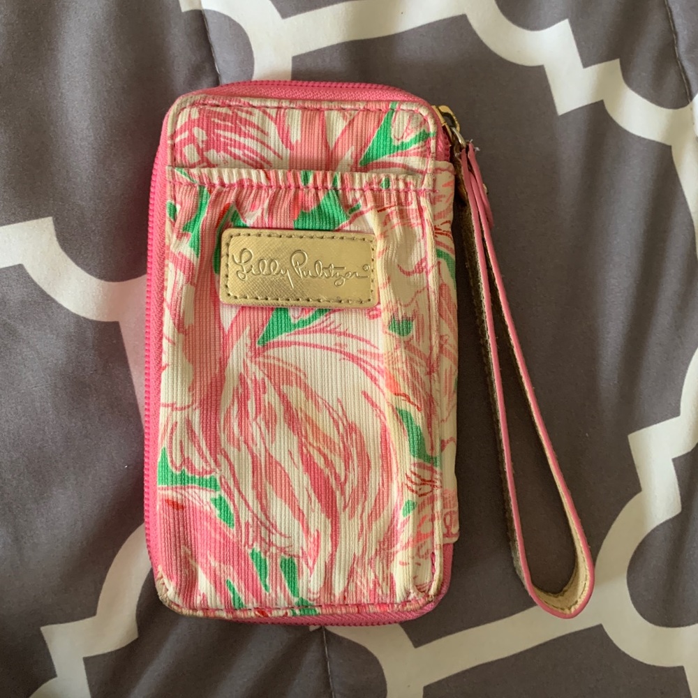 Lilly Pulitzer flamingo wristlet